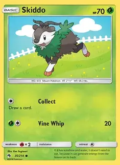 Skiddo 35/214 Lost Thunder Pokémon card