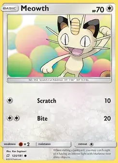Meowth 125/181 Team Up Pokémon card