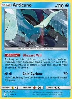 Articuno 32/181 Team Up Pokémon card