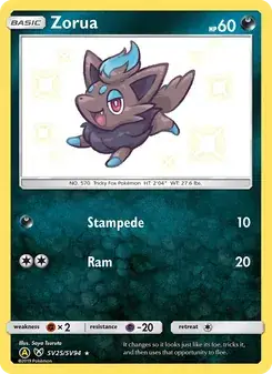 Zorua SV25 Hidden Fates Shiny Vault Pokémon card