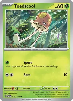 Toedscool 025/198 Scarlet & Violet Pokémon card