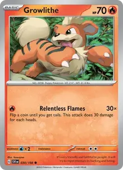 Growlithe 030/198 Scarlet & Violet Pokémon card
