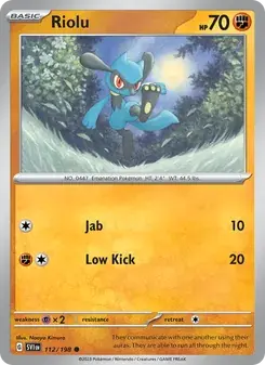 Riolu 112/198 Scarlet & Violet Pokémon card