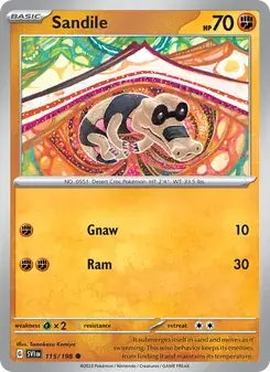 Sandile 115/198 Scarlet & Violet Pokémon card