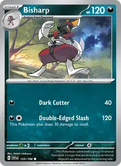 Bisharp 133/198 Scarlet & Violet Pokémon card