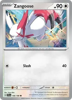 Zangoose 146/198 Scarlet & Violet Pokémon card