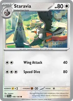 Staravia 149/198 Scarlet & Violet Pokémon card