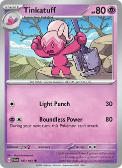 Tinkatuff 103/193 Paldea Evolved Pokémon card