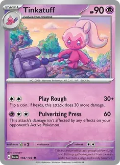 Tinkatuff 104/193 Paldea Evolved Pokémon card