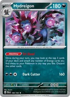 Hydreigon 140/193 Paldea Evolved Pokémon card