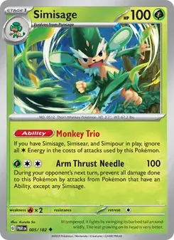 Simisage 005/182 Paradox Rift Pokémon card