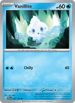 Vanillite 043/182 Paradox Rift Pokémon card