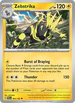 Zebstrika 063/182 Paradox Rift Pokémon card