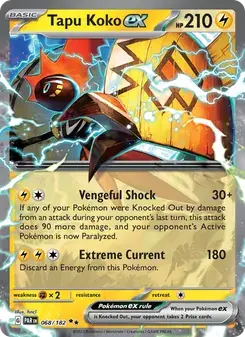 Tapu Koko ex 068/182 Paradox Rift Pokémon card