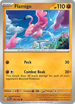 Flamigo 106/182 Paradox Rift Pokémon card