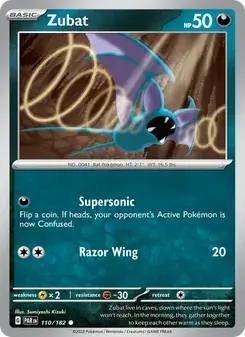 Zubat 110/182 Paradox Rift Pokémon card