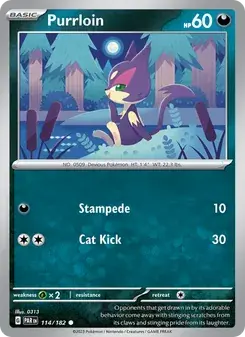 Purrloin 114/182 Paradox Rift Pokémon card