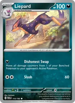 Liepard 115/182 Paradox Rift Pokémon card