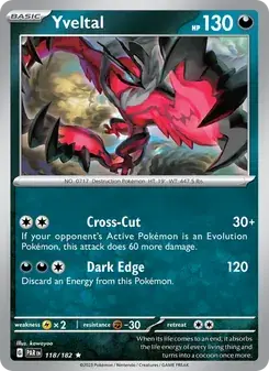 Yveltal 118/182 Paradox Rift Pokémon card