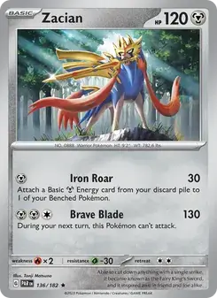 Zacian 136/182 Paradox Rift Pokémon card