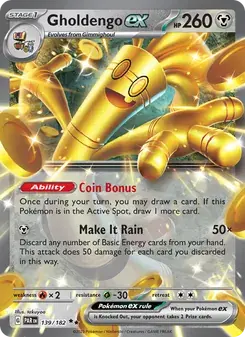 Gholdengo ex 139/182 Paradox Rift Pokémon card