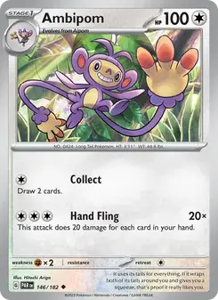 Ambipom 146/182 Paradox Rift Pokémon card