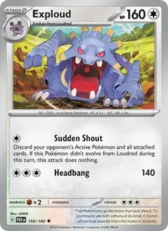 Exploud 150/182 Paradox Rift Pokémon card