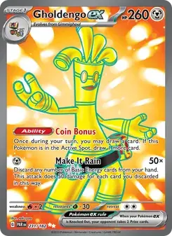 Gholdengo ex 231/182 Paradox Rift Pokémon card