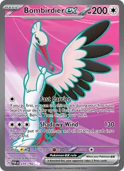 Bombirdier ex 234/182 Paradox Rift Pokémon card