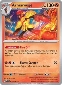 Armarouge 015/91 Paldean Fates Pokémon card