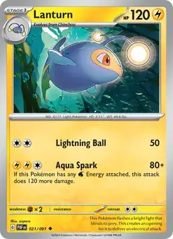 Lanturn 021/91 Paldean Fates Pokémon card