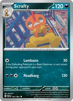 Scrafty 061/91 Paldean Fates Pokémon card