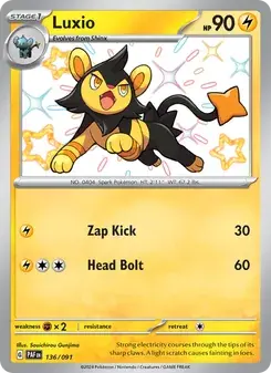 Luxio 136/91 Paldean Fates Pokémon card