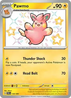 Pawmo 143/91 Paldean Fates Pokémon card