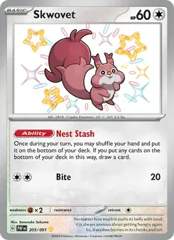 Skwovet 205/91 Paldean Fates Pokémon card