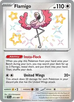 Flamigo 211/91 Paldean Fates Pokémon card