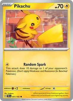 Pikachu 051/162 Temporal Forces Pokémon card