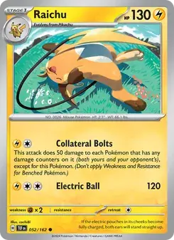 Raichu 052/162 Temporal Forces Pokémon card