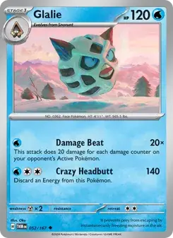 Glalie 052/167 Twilight Masquerade Pokémon card