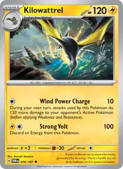 Kilowattrel 076/167 Twilight Masquerade Pokémon card