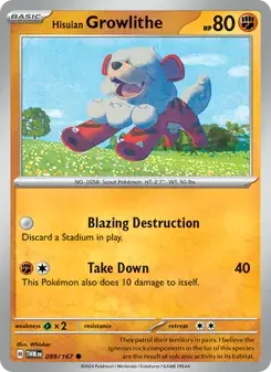 Hisuian Growlithe 099/167 Twilight Masquerade Pokémon card