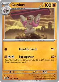 Gurdurr 104/167 Twilight Masquerade Pokémon card