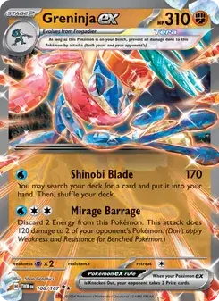 Greninja ex 106/167 Twilight Masquerade Pokémon card