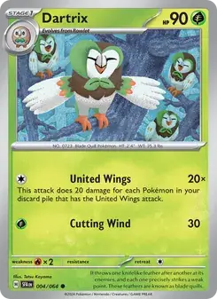 Dartrix 004/64 Shrouded Fable Pokémon card