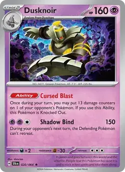 Dusknoir 020/64 Shrouded Fable Pokémon card