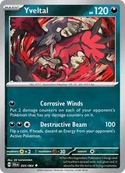 Yveltal 035/64 Shrouded Fable Pokémon card