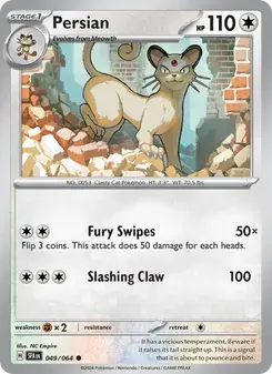 Persian 049/64 Shrouded Fable Pokémon card