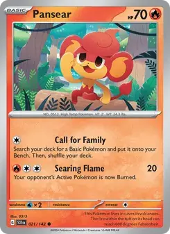 Pansear 021/142 Stellar Crown Pokémon card
