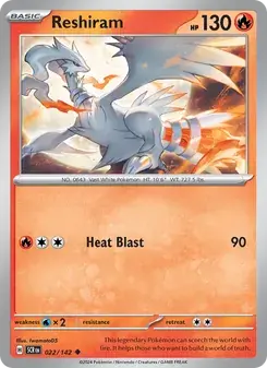 Reshiram 022/142 Stellar Crown Pokémon card