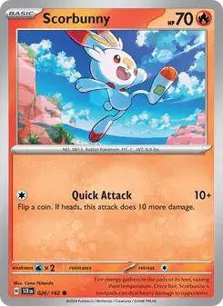 Scorbunny 026/142 Stellar Crown Pokémon card